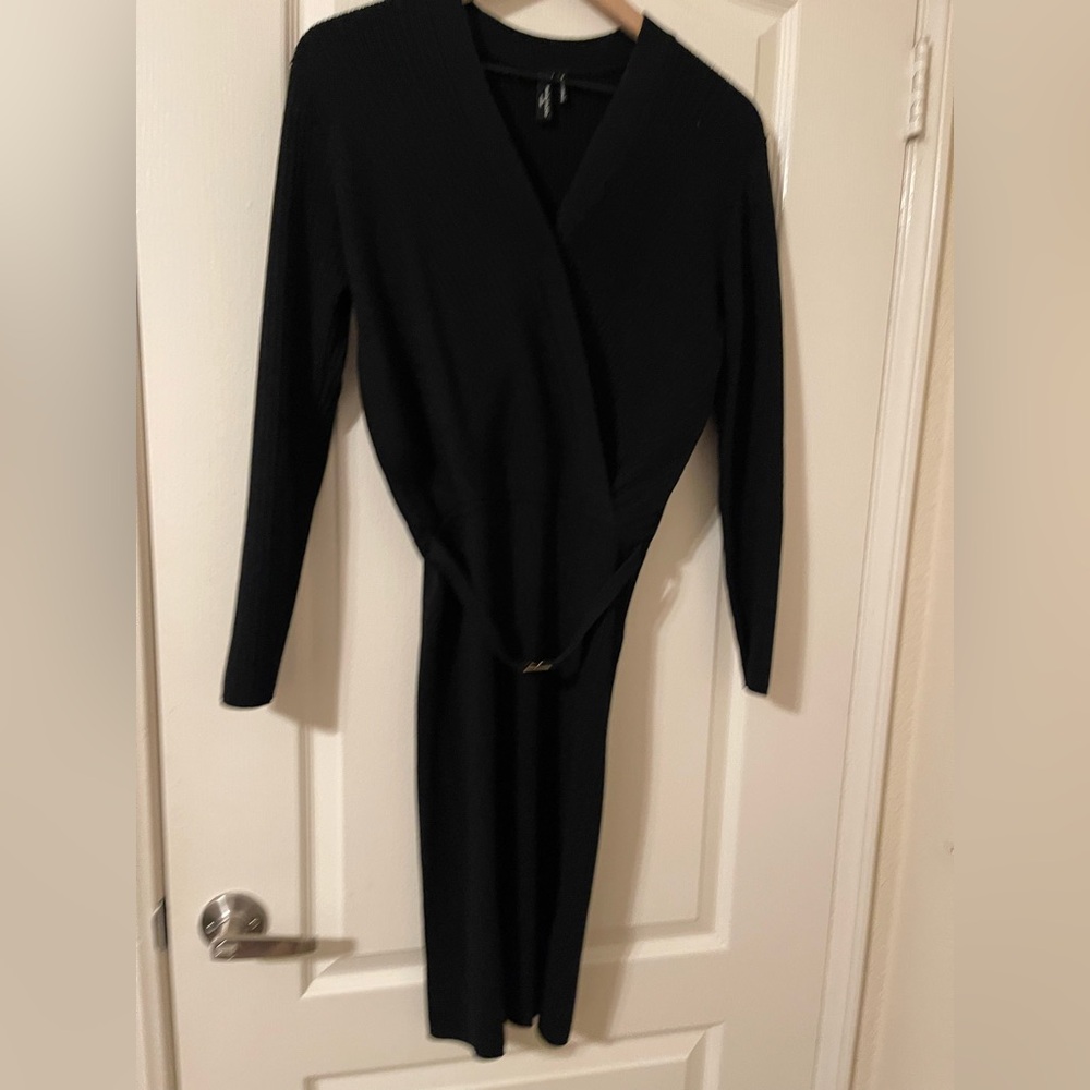 Marciano Midi Black Wrap Dress